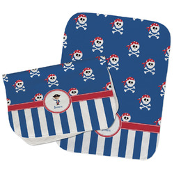 Blue Pirate Burp Cloths - Fleece - Set of 2 w/ Name or Text