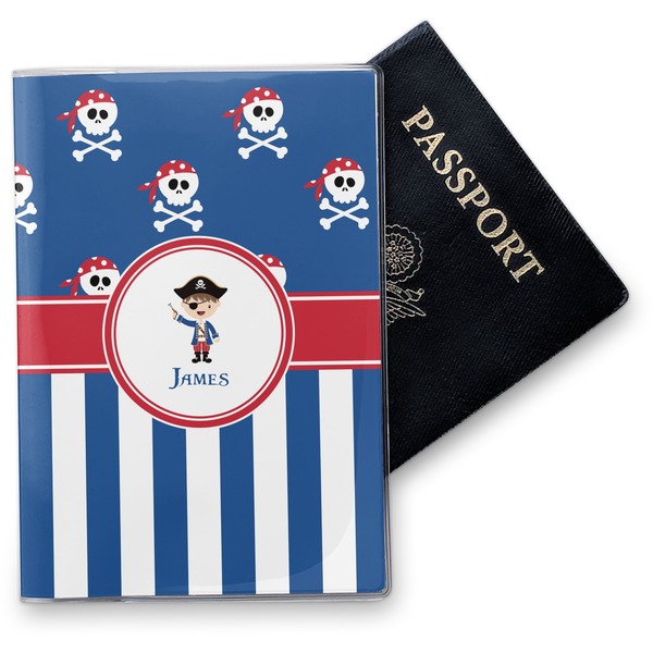 Custom Blue Pirate Vinyl Passport Holder (Personalized)