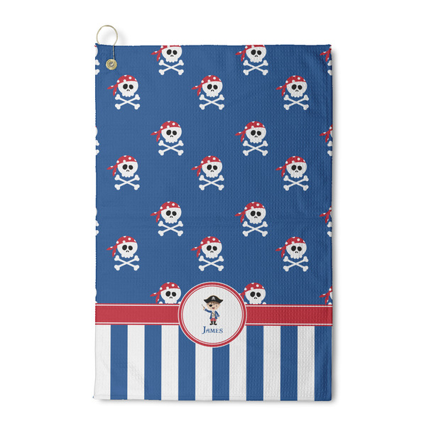 Custom Blue Pirate Waffle Weave Golf Towel (Personalized)