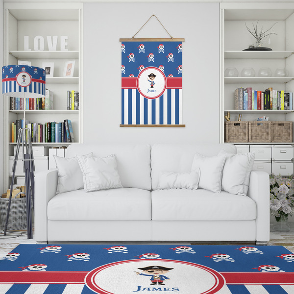 Blue Pirate Wall Hanging Tapestry - Portrait - IN CONTEXT