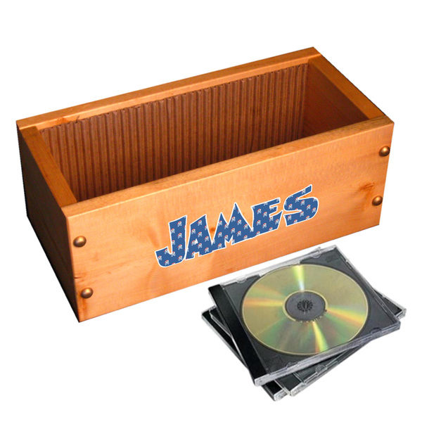 Blue Pirate Wall Name Decal on Wooden Storage Chest