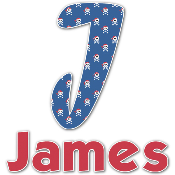 Custom Blue Pirate Name & Initial Decal - Custom Sized (Personalized)