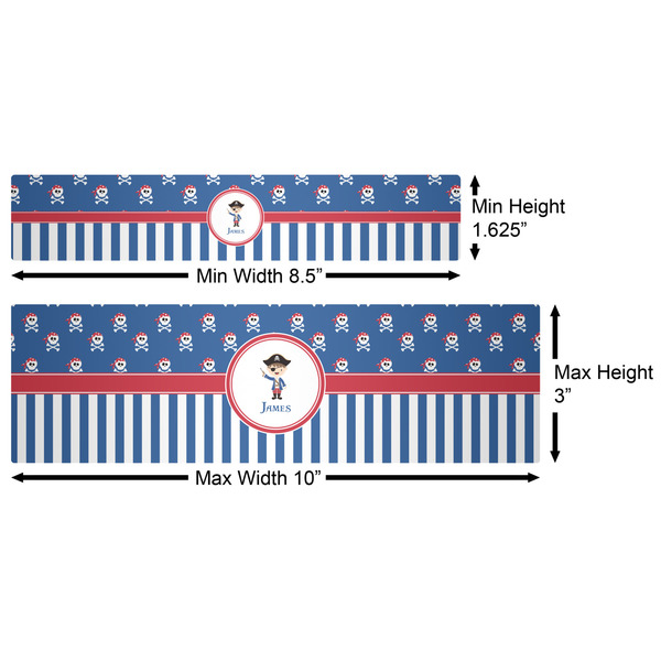 Blue Pirate Water Bottle Labels w/ Dimensions