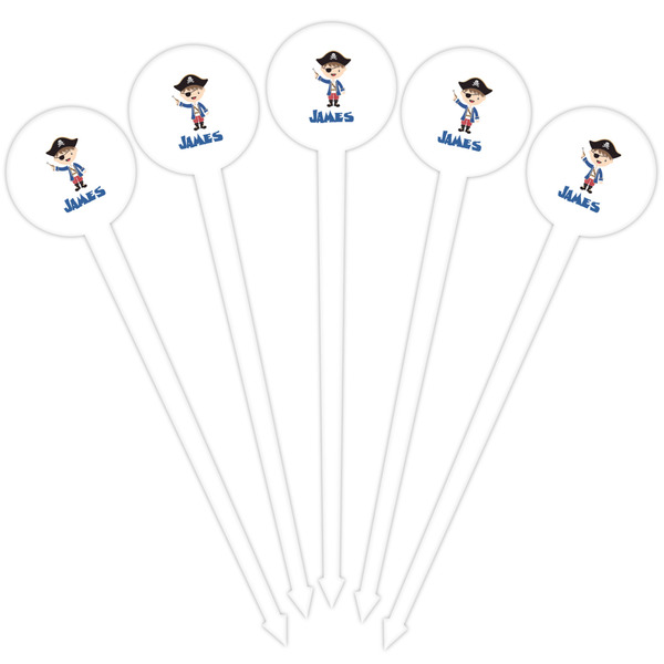 Blue Pirate White Plastic 4" Food Pick - Round - Fan View