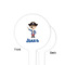 Blue Pirate White Plastic 4" Food Pick - Round - Single Sided - Front & Back