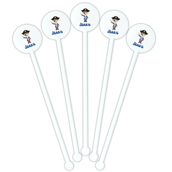 Blue Pirate White Plastic 5.5" Stir Stick - Fan View