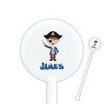 Blue Pirate 5.5" Round Plastic Stir Sticks - White - Double Sided (Personalized)