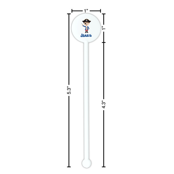 Blue Pirate White Plastic 5.5" Stir Stick - Round - Dimensions
