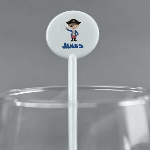 Blue Pirate White Plastic 5.5" Stir Stick - Round - Main