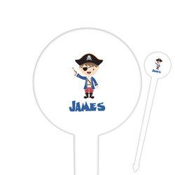 Blue Pirate 6" Round Plastic Food Picks - White - Single Sided (Personalized)