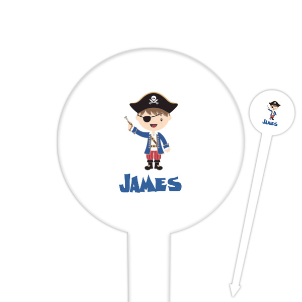 Custom Blue Pirate Round Plastic Food Picks (Personalized)