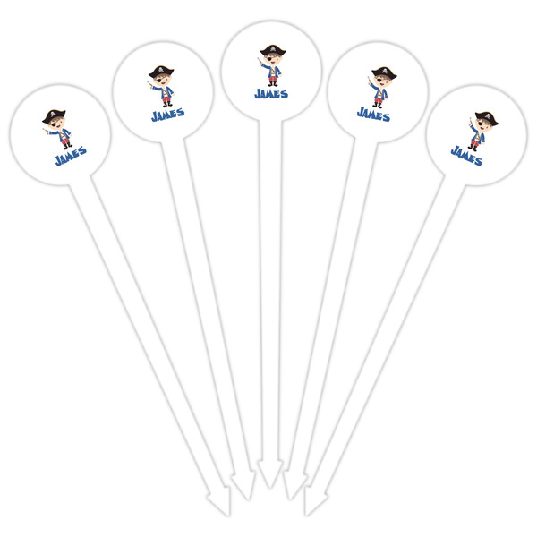 Blue Pirate White Plastic 6" Food Pick - Round - Fan View