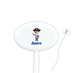 Blue Pirate 7" Oval Plastic Stir Sticks - White - Double Sided (Personalized)