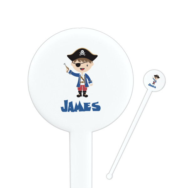 Custom Blue Pirate Round Plastic Stir Sticks (Personalized)