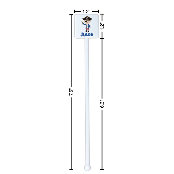 Blue Pirate White Plastic Stir Stick - Square - Dimensions