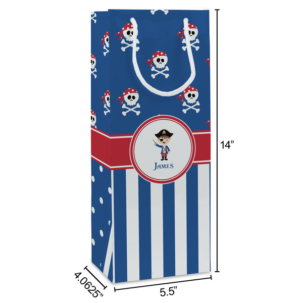 Blue Pirate Wine Gift Bag - Dimensions