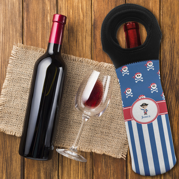 Blue Pirate Wine Tote Bag - FLATLAY