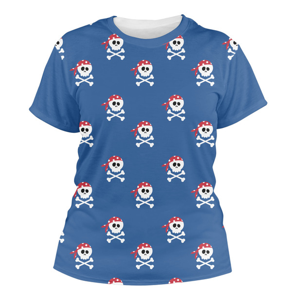 Custom Blue Pirate Women's Crew T-Shirt - 2X Large