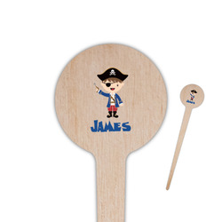 Blue Pirate 4" Round Wooden Food Picks - Single Sided (Personalized)