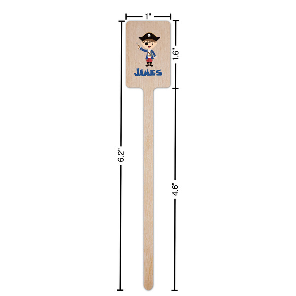 Blue Pirate Wooden 6.25" Stir Stick - Rectangular - Dimensions