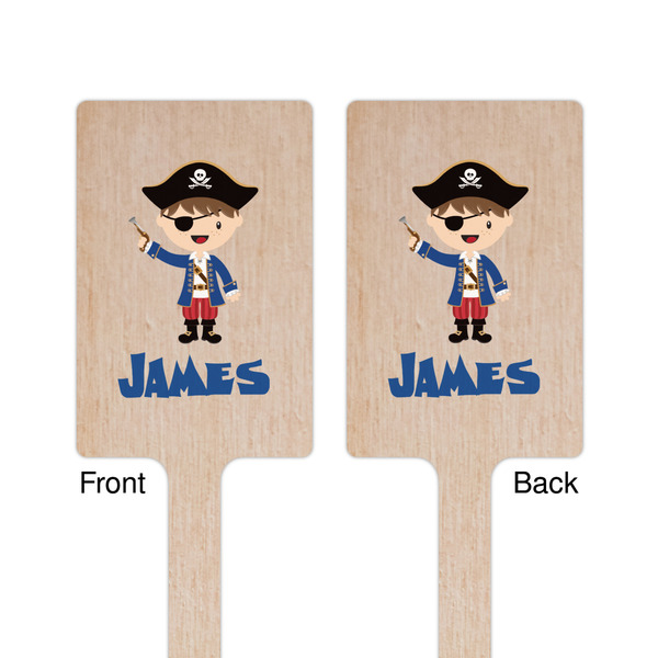Blue Pirate Wooden 6.25" Stir Stick - Rectangular - Double Sided - Front & Back