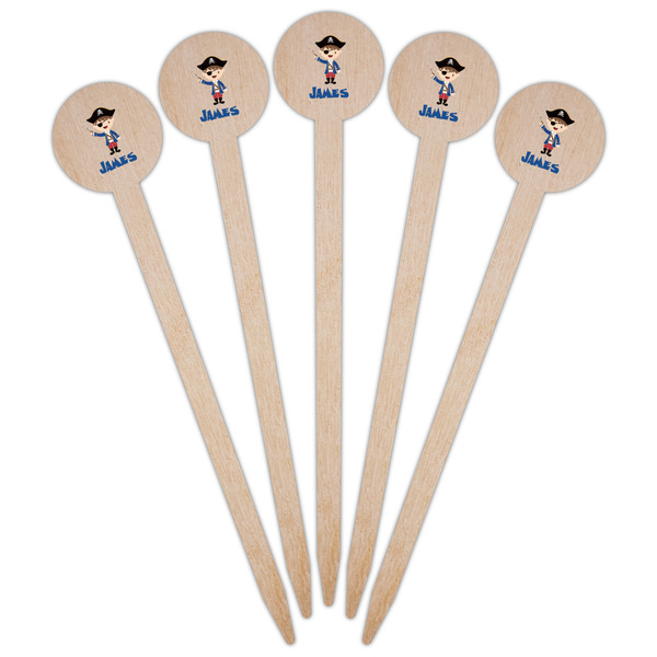 Blue Pirate Wooden 6" Food Pick - Round - Fan View