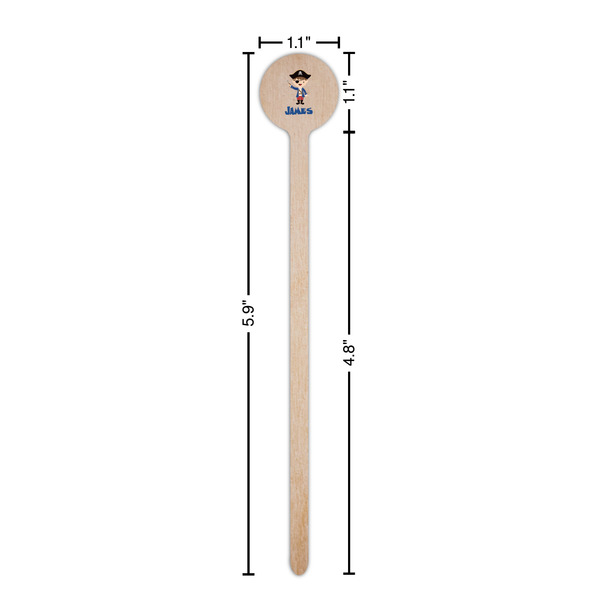 Blue Pirate Wooden 6" Stir Stick - Round - Dimensions