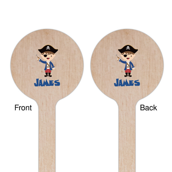 Blue Pirate Wooden 6" Stir Stick - Round - Double Sided - Front & Back