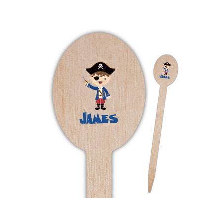 Blue Pirate Oval Wooden Food Picks (Personalized)