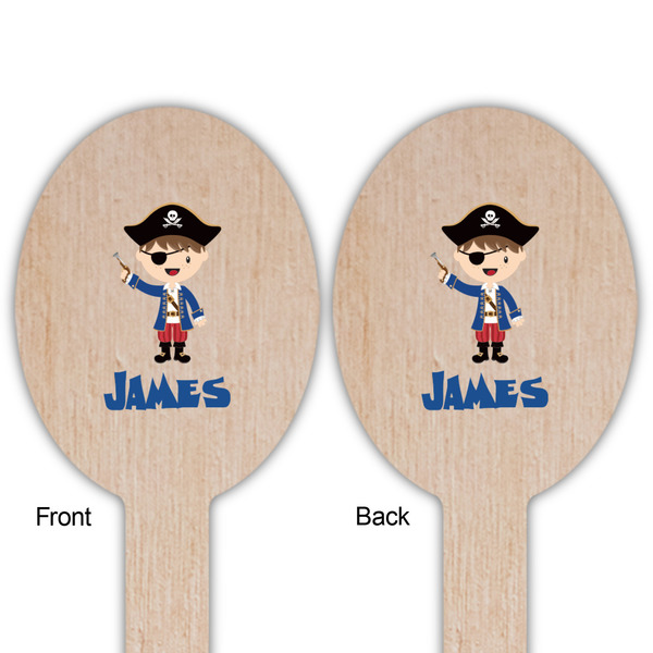 Blue Pirate Wooden Food Pick - Oval - Double Sided - Front & Back