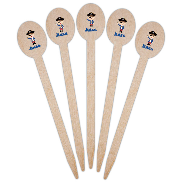 Blue Pirate Wooden Food Pick - Oval - Fan View
