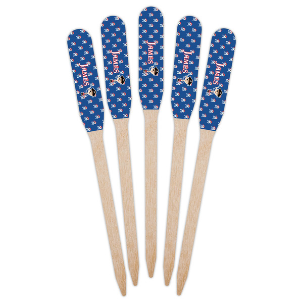Blue Pirate Wooden Food Pick - Paddle - Fan View