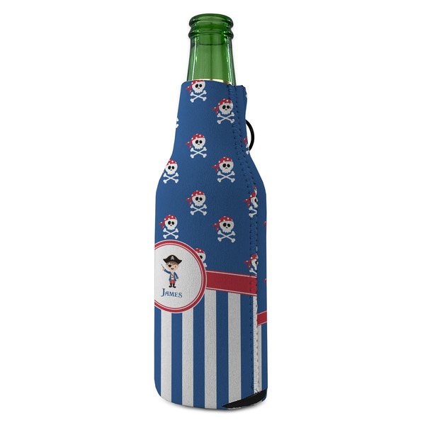 Blue Pirate Zipper Bottle Cooler - ANGLE (bottle)