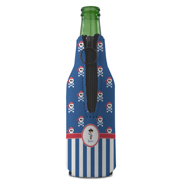 Blue Pirate Zipper Bottle Cooler - BACK (bottle)