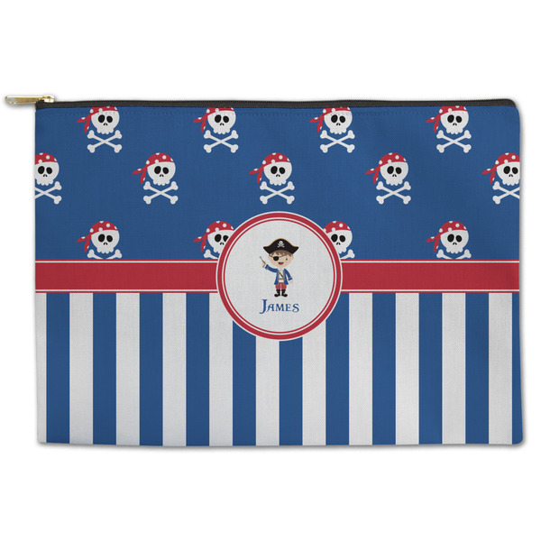 Custom Blue Pirate Zipper Pouch - Large - 12.5"x8.5" (Personalized)
