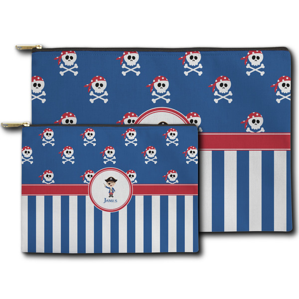 Blue Pirate Zippered Pouches - Size Comparison