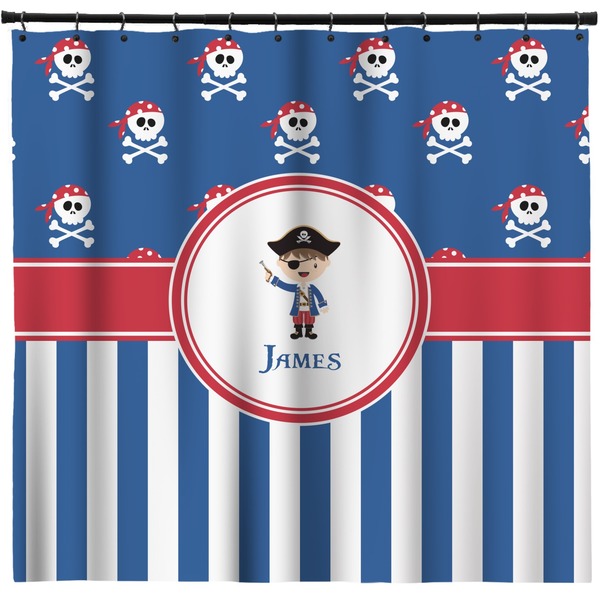 Custom Blue Pirate Shower Curtain - 71" x 74" (Personalized)