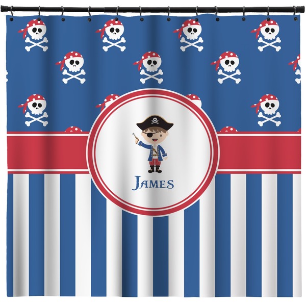 Custom Blue Pirate Shower Curtain - 71" x 74" (Personalized)