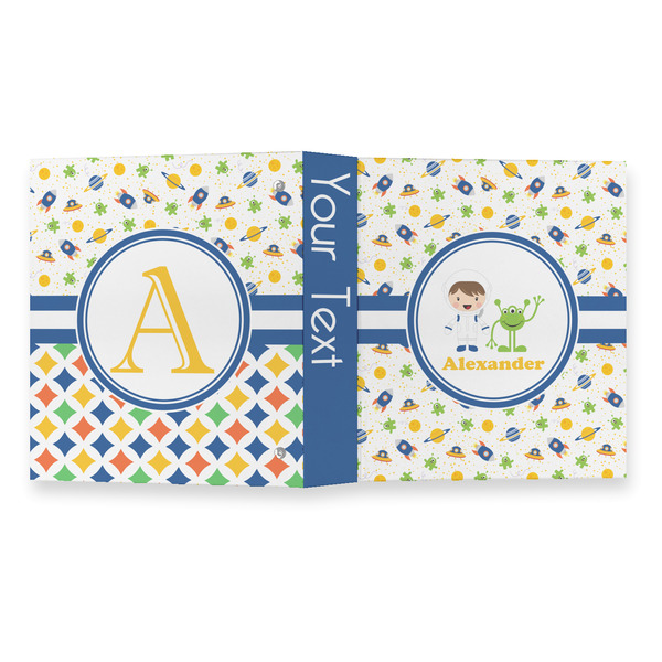 Boy's Space Themed 3 Ring Binders - Full Wrap - 1" - OPEN OUTSIDE
