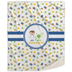 Boy's Space Themed Sherpa Throw Blanket (Personalized)