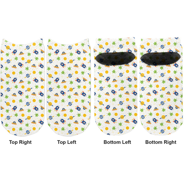 Boy's Space Themed Adult Ankle Socks - Double Pair - Front and Back - Apvl