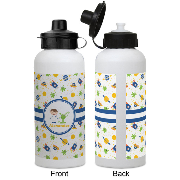 Boy's Space Themed Aluminum Water Bottle - White APPROVAL