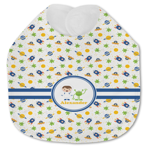 Custom Boy's Space Themed Jersey Knit Baby Bib w/ Name or Text