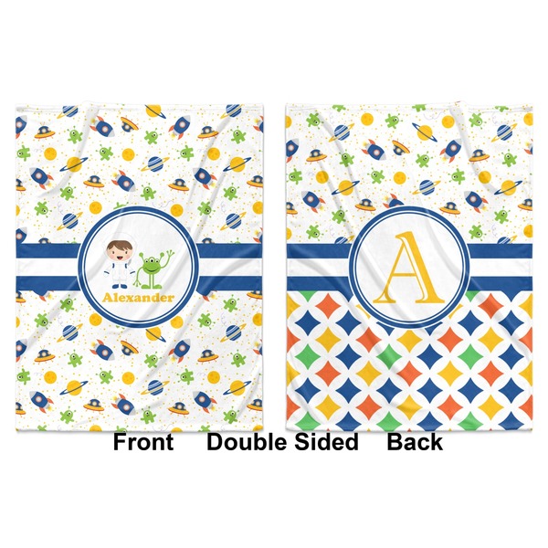 Boy's Space Themed Baby Blanket (Double Sided - Printed Front and Back)