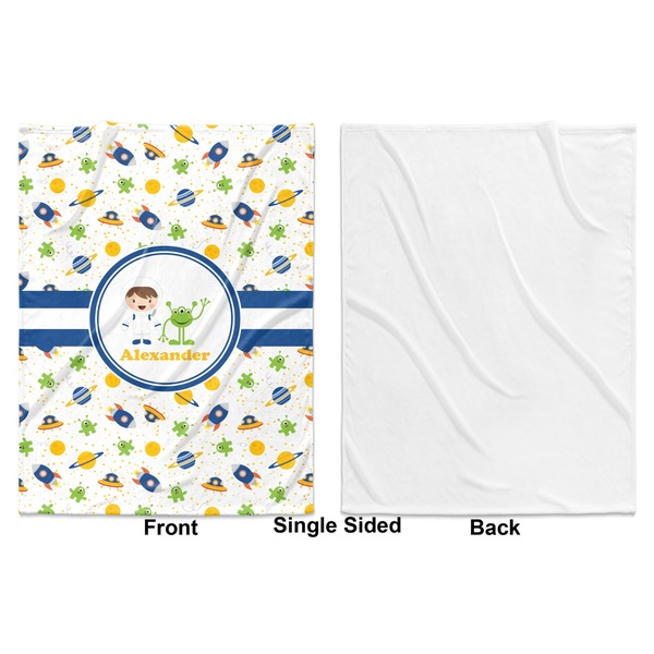 Boy's Space Themed Baby Blanket (Single Side - Printed Front, White Back)