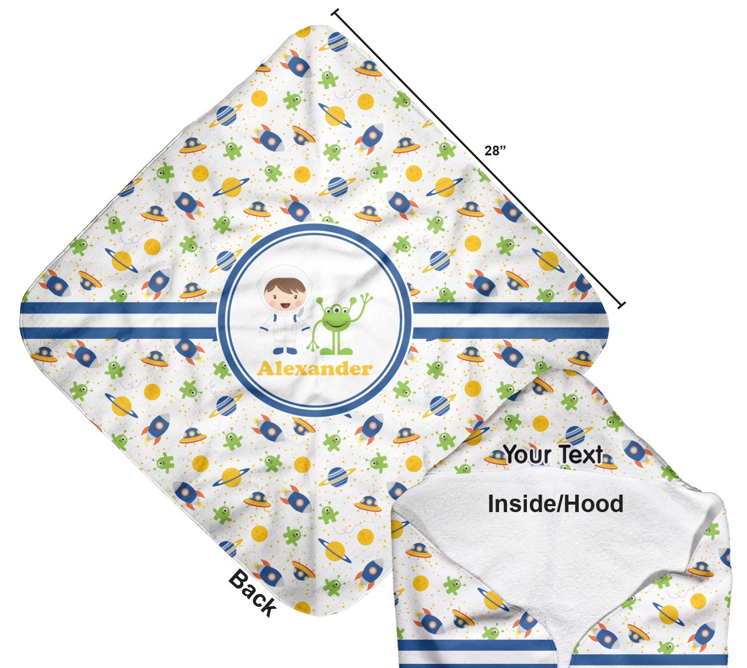 Boy's Space Themed Baby Hooded Towel (Personalized) YouCustomizeIt