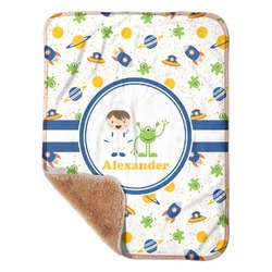 Boy's Space Themed Sherpa Baby Blanket - 30" x 40" w/ Name or Text