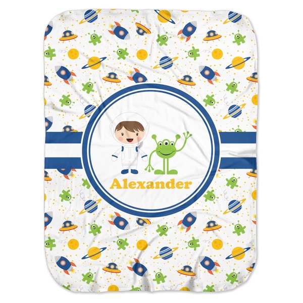 Custom Boy's Space Themed Baby Swaddling Blanket (Personalized)