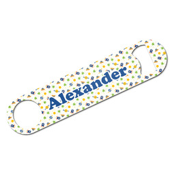 Boy's Space Themed Bar Bottle Opener - White w/ Name or Text