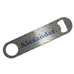 Boy's Space Themed Bar Bottle Opener - Silver w/ Name or Text